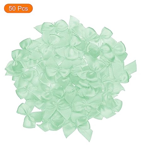 50 Pcs Mini Ribbon Bow 2.5cm Mini Fabric Satin Flower Bows for Crafts Sewing Wedding Birthday Party Green — afbeelding 5