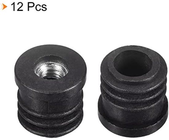 M6 Thread Round Pipe Inserts, 12 Pieces, Round Tube Caps with 16mm Outer Diameter, Black Plastic Stopper, Wheel Insert, Seat Cover, Furniture Stopper — afbeelding 4