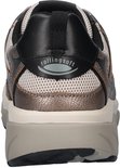 Achterkant van een grijze Gabor Rollingsoft sneaker met zwarte hielkap en beige mesh.