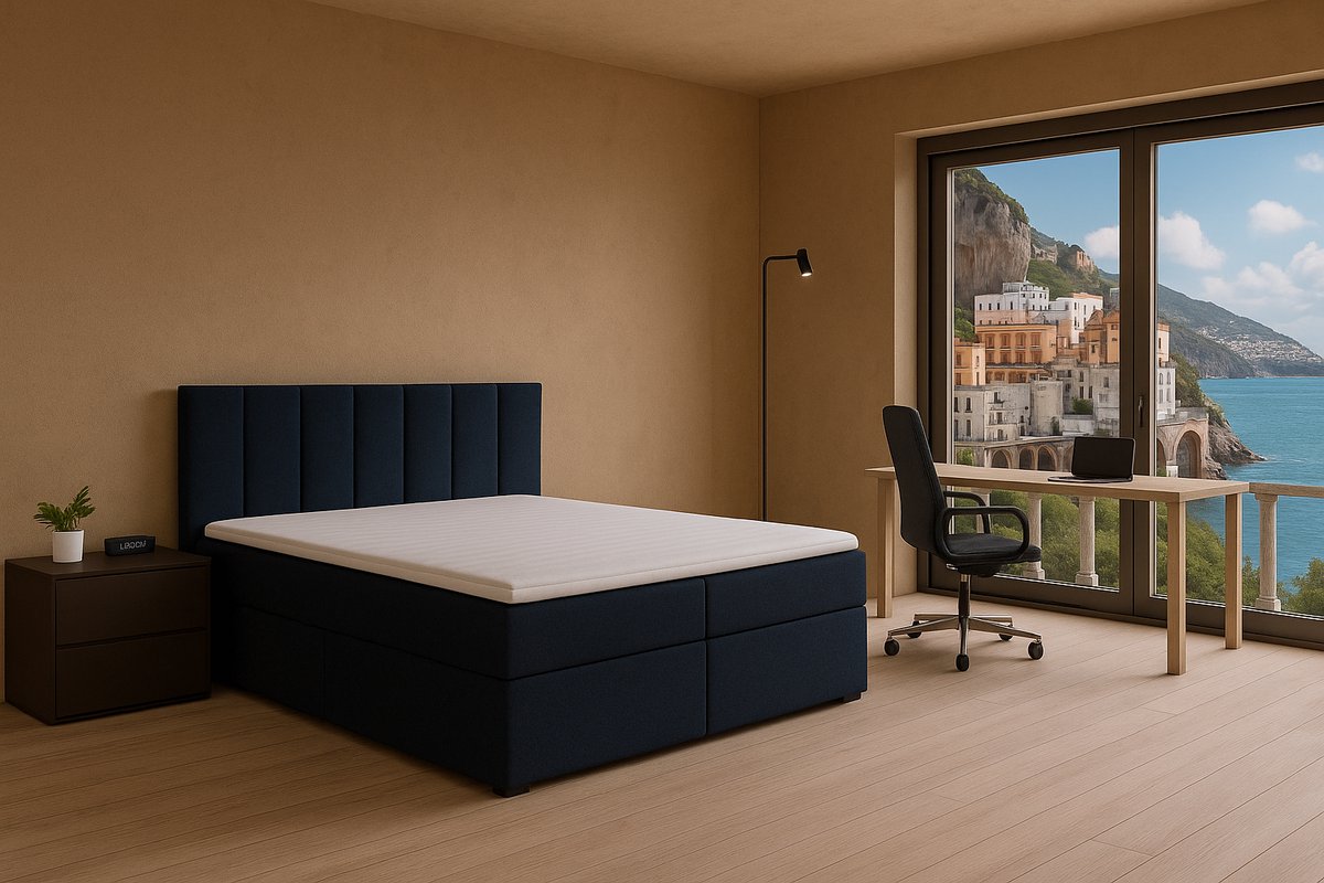 Boxspring Amalfi vlak, 70x200 cm, kleur donkerblauw