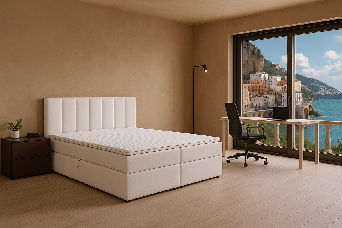 Boxspring Amalfi vlak, 70x210 cm, kleur wit