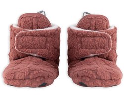 Lodger - Slofjes newborn Rood - 0-3 maanden - Antislip babyschoentjes - Fleece