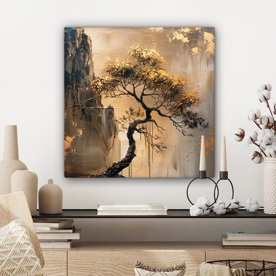 BBOVOBB Abstract drijvend zwart goud gaas canvas schilderij print moderne luxe muurkunst grote foto poster voor woonkamer decoratie 40 x 80 cm (12 x