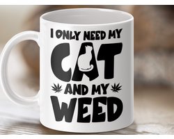 Mok, I Only Need My Cat and My Weed, Grappige Kattenliefhebber Mok, Cannabis, Stoner Gift, 420 Mok, Katten Mama, Kat Papa, Funny Mug