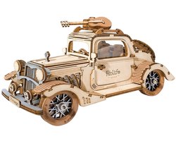 Robotime Vintage Miniatuur Auto - 164 Stukjes - 3d Houten Puzzel - 16 x 7 x 8 cm - Bouwpakket voor Volwassenen en Kinderen - DIY