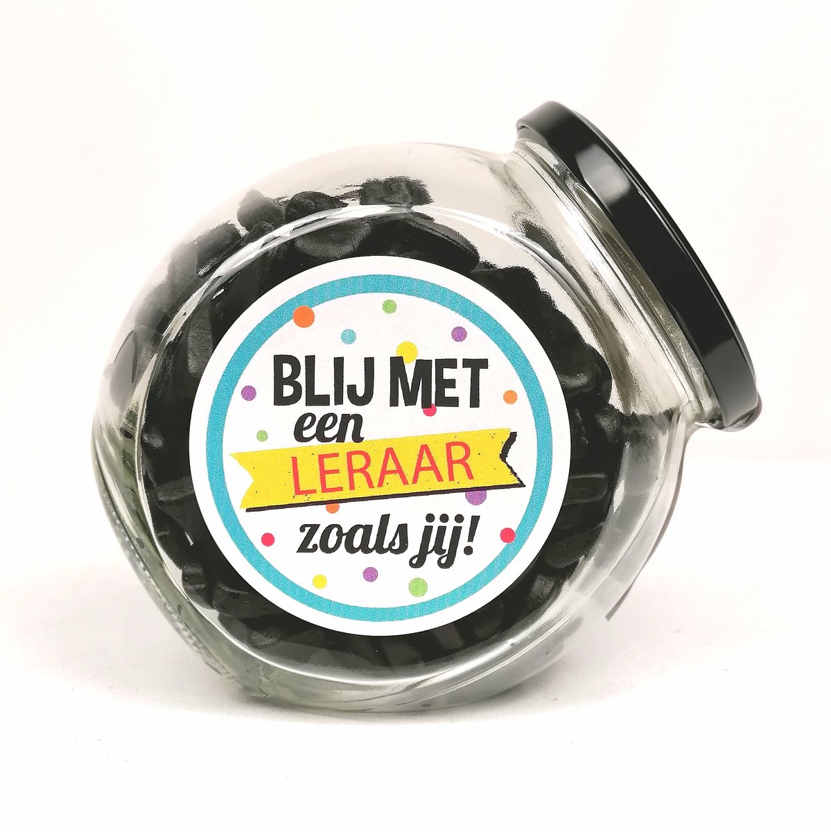 Snoeppot - "Blij met een leraar zoals jij" drop - dag van de leraar - bedankje - bedankt cadeautje leraar - einde stage - einde schooljaar - dag van de leerkracht - meester juf bedankt - dropcadeau
