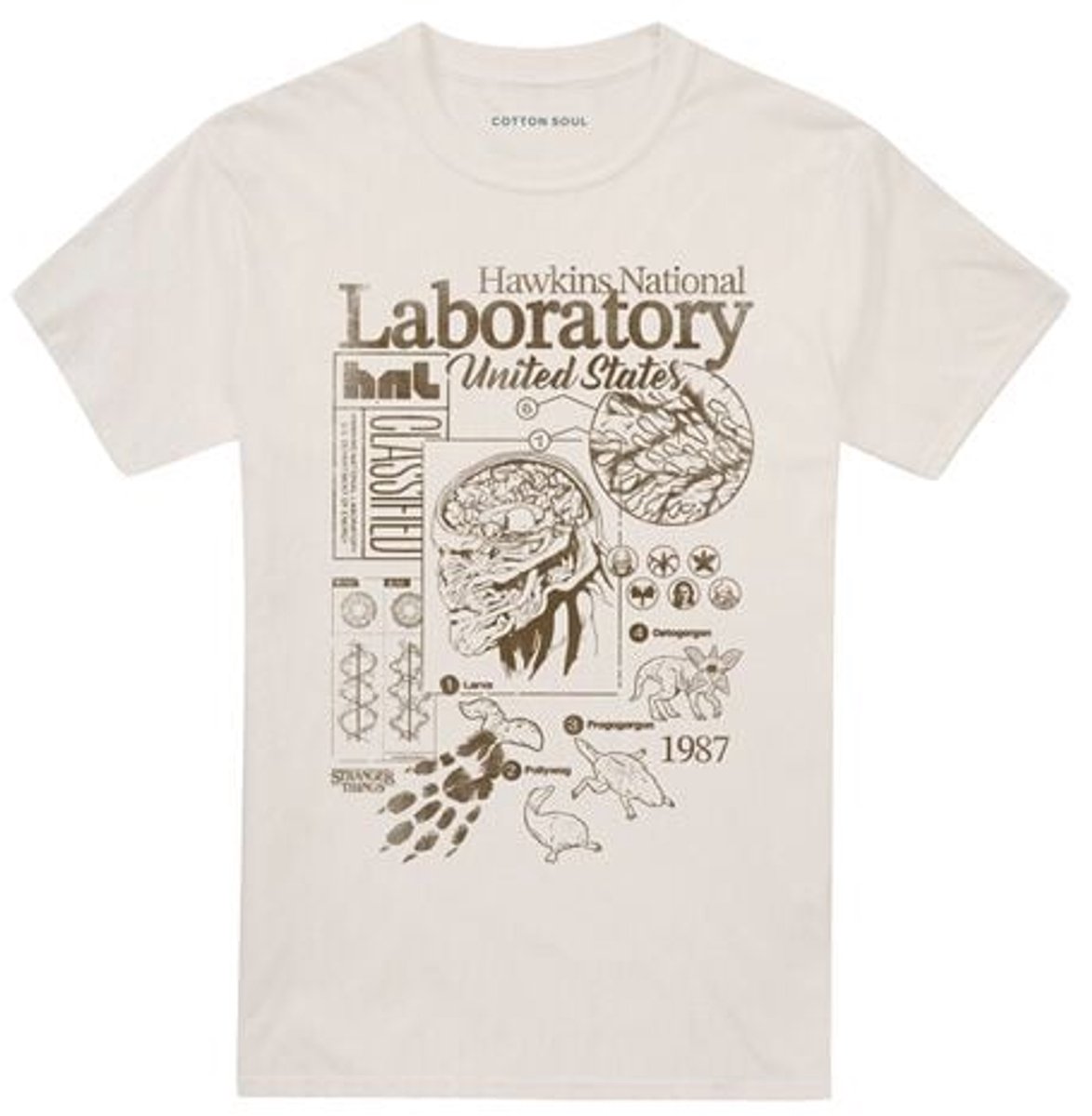 Stranger Things Season 5 - Hawkins Lab Mono Heren T-shirt - natuur - L