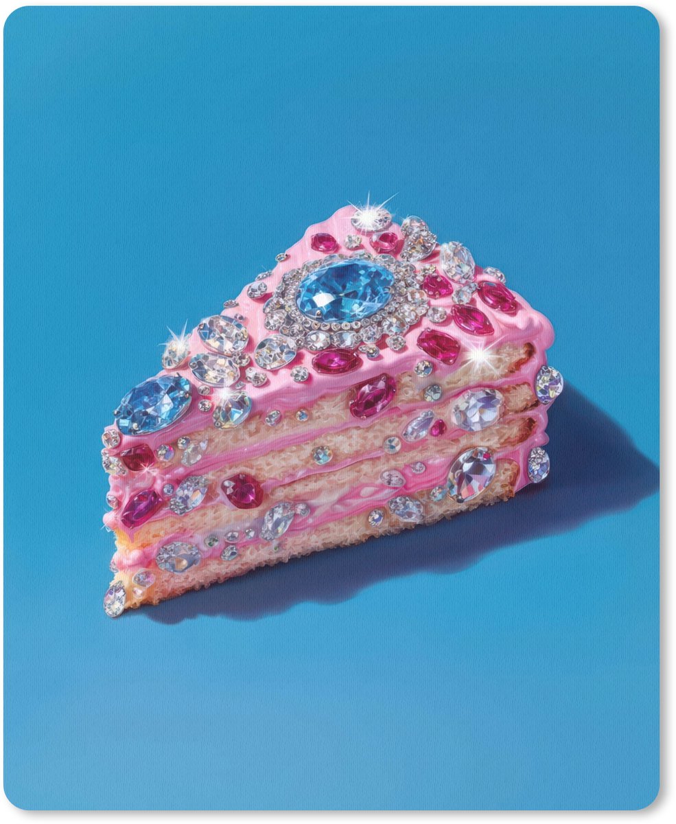Muismat 19x23 cm - Mousepad Taart - Edelstenen - Glitters - Roze - Muismatten