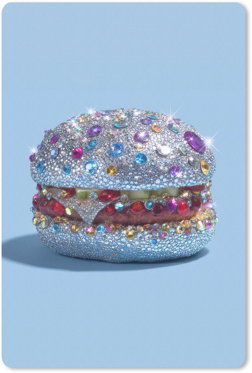 Muismat 18x27 cm - Mousepad Glitters - Hamburger - Blauw - Muismatten
