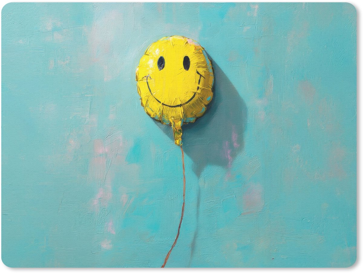 Muismat 23x19 cm - Mousepad Ballon - Geel - Smiley - Muismatten