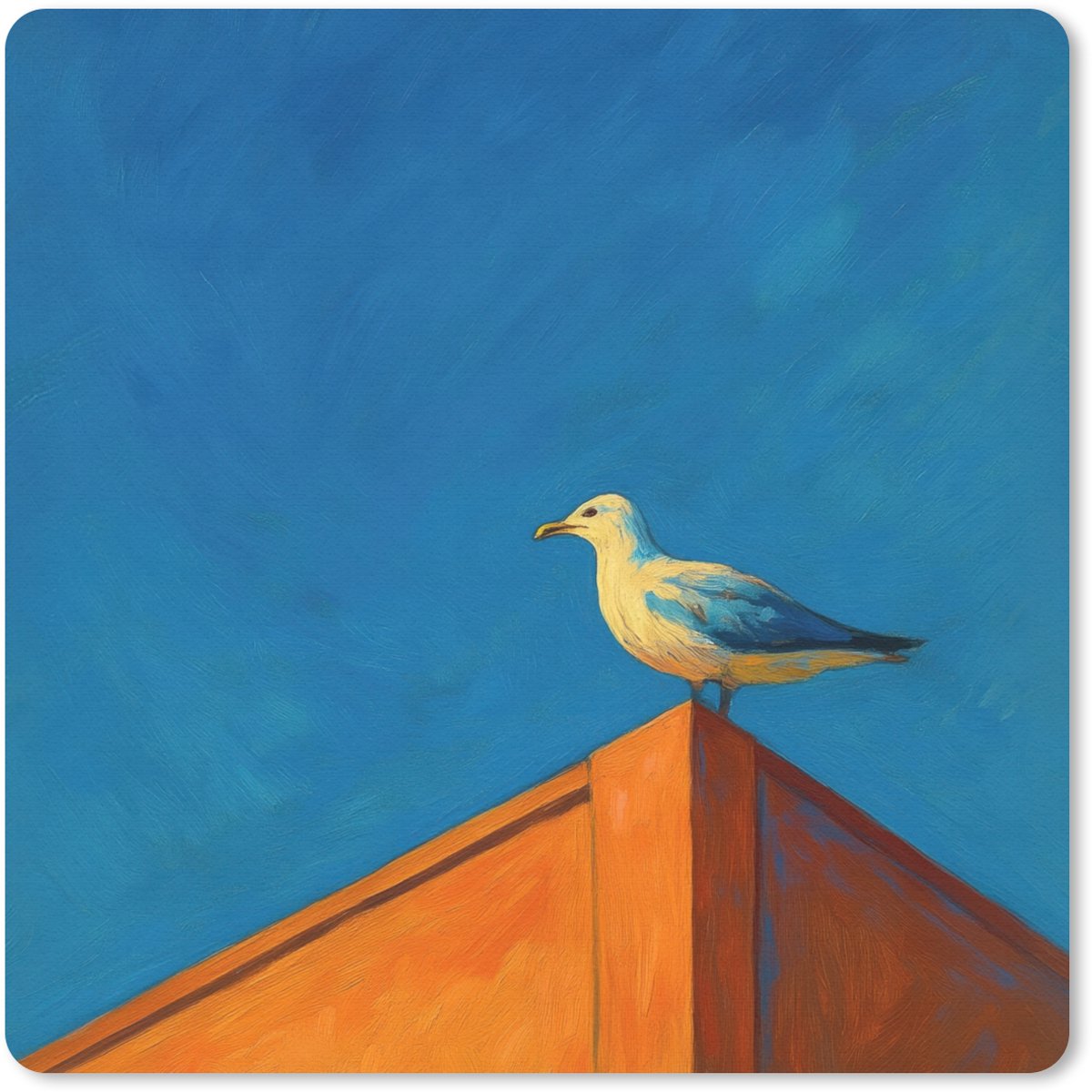 Muismat 20x20 cm - Mousepad Meeuw - Gebouw - Lucht - Geschilderd - Muismatten