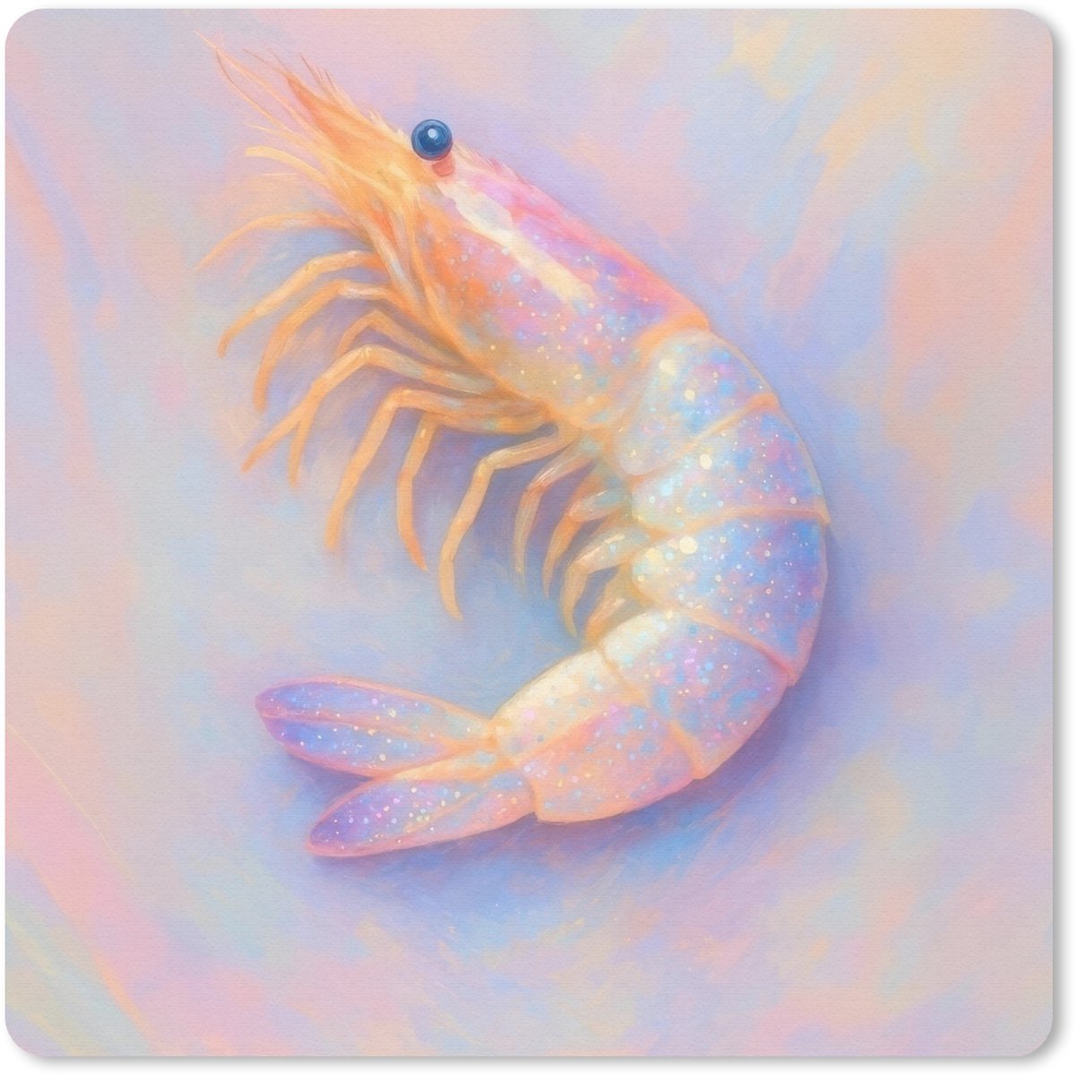 Muismat 30x30 cm - Mousepad Garnaal - Subtiele structuur - Blauw - Roze - Muismatten