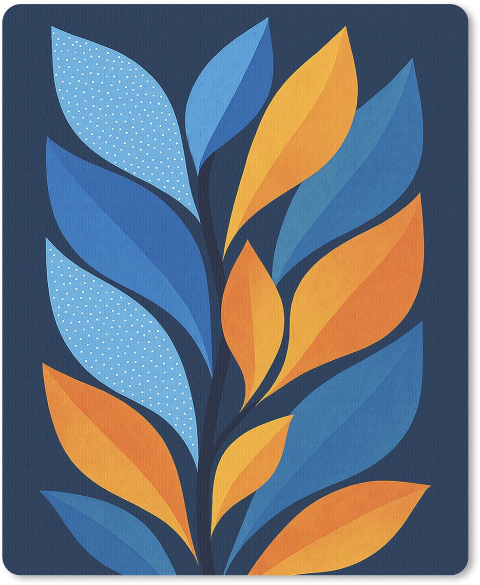 Muismat 19x23 cm - Mousepad Abstract - Bladeren - Blauw - Muismatten