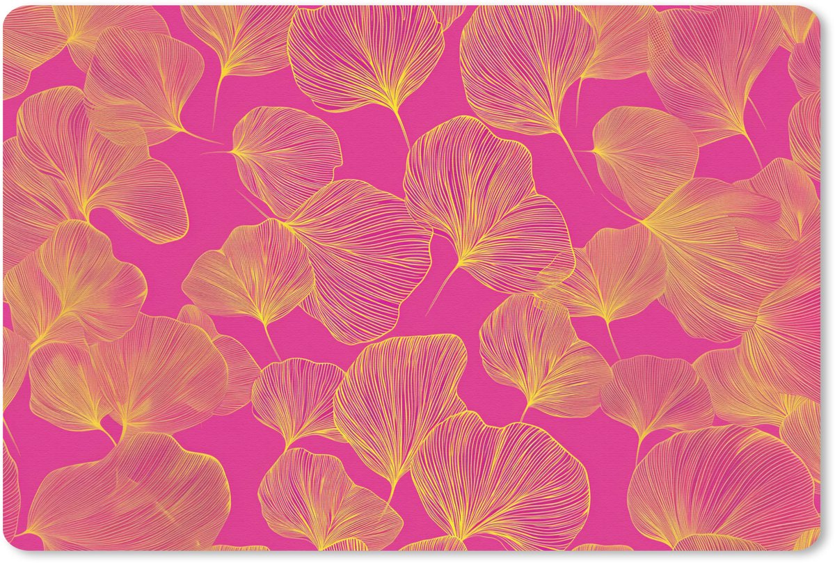 Muismat 27x18 cm - Mousepad Bladeren - Nerven - Grafisch - Roze - Muismatten