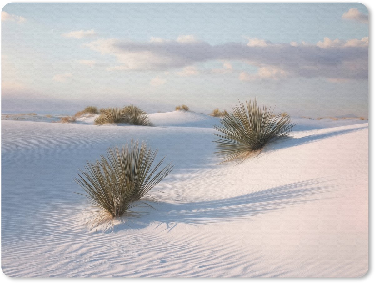 Muismat 23x19 cm - Mousepad Duinen - Gras - Wolken - Beige - Muismatten