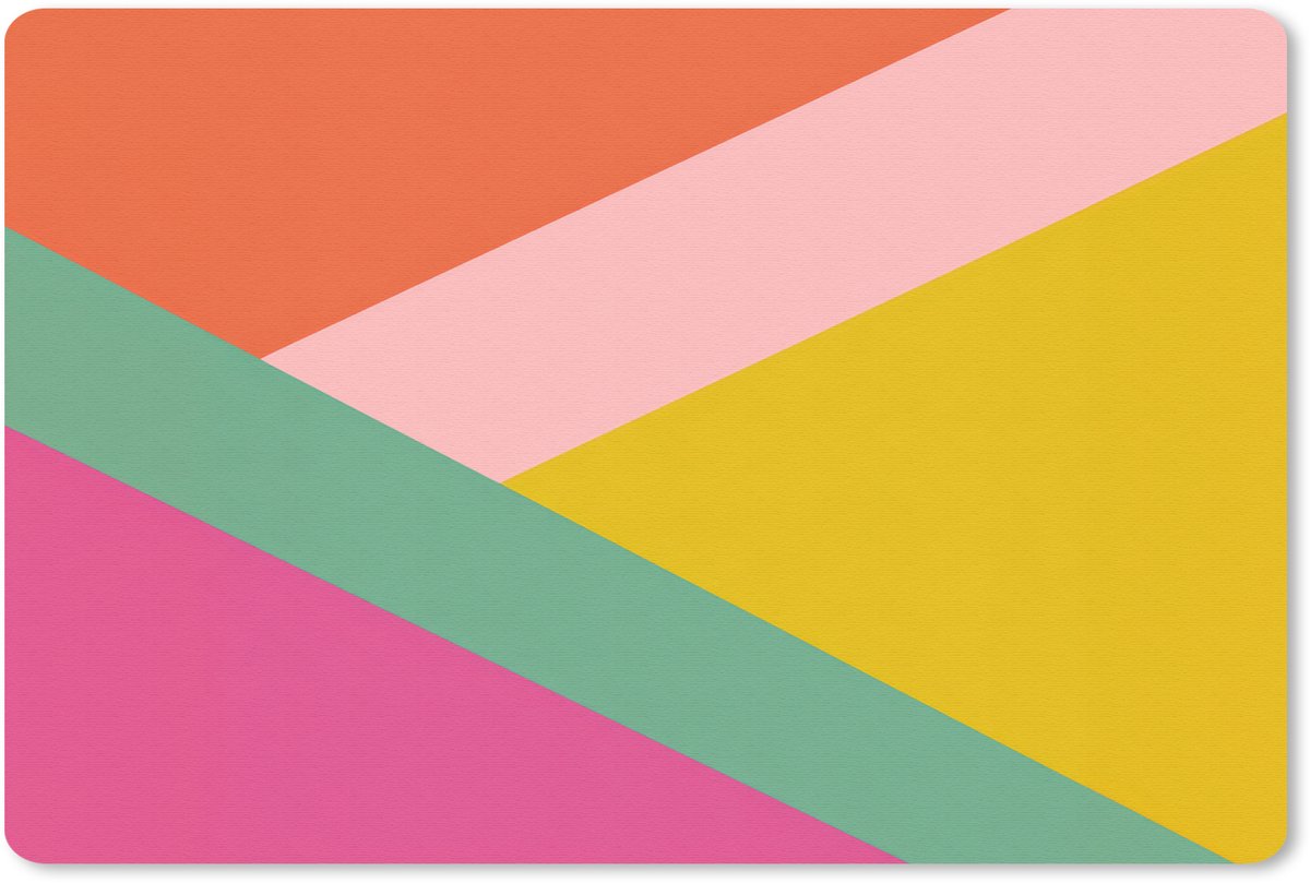 Muismat 27x18 cm - Mousepad Driehoeken - Kleurrijk - Abstract - Muismatten