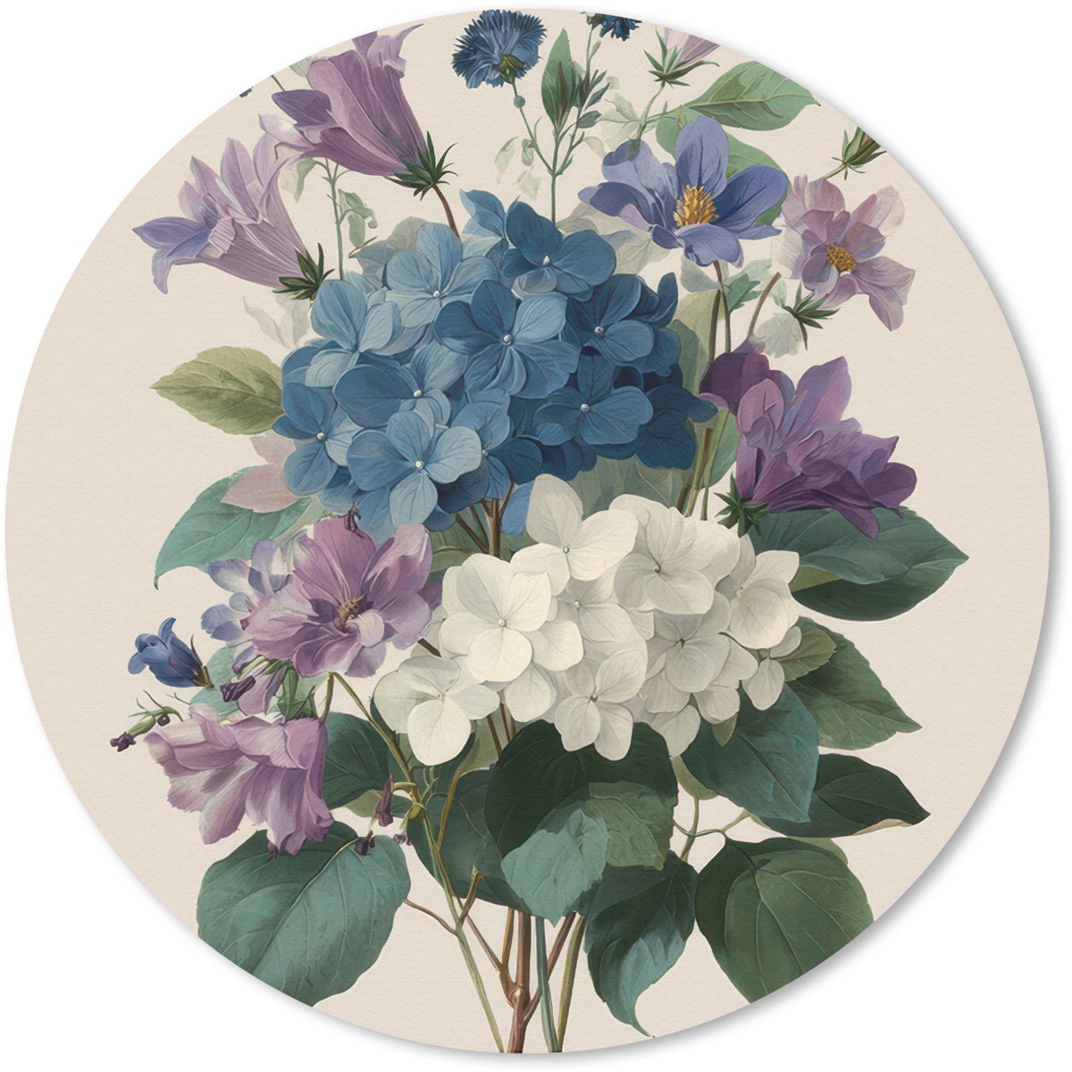 Muismat rond 50x50 cm - Mousepad Bloemen - Gedetailleerd - Rust - Realistisch - Ronde muismatten