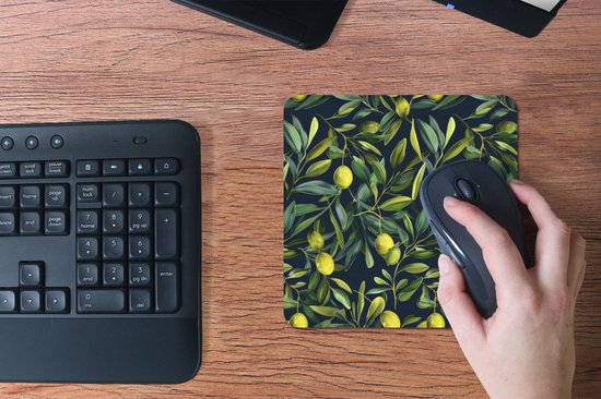 Muismat 20x20 cm - Mousepad Citroenen - Bladeren - Natuurlijk - Muismatten