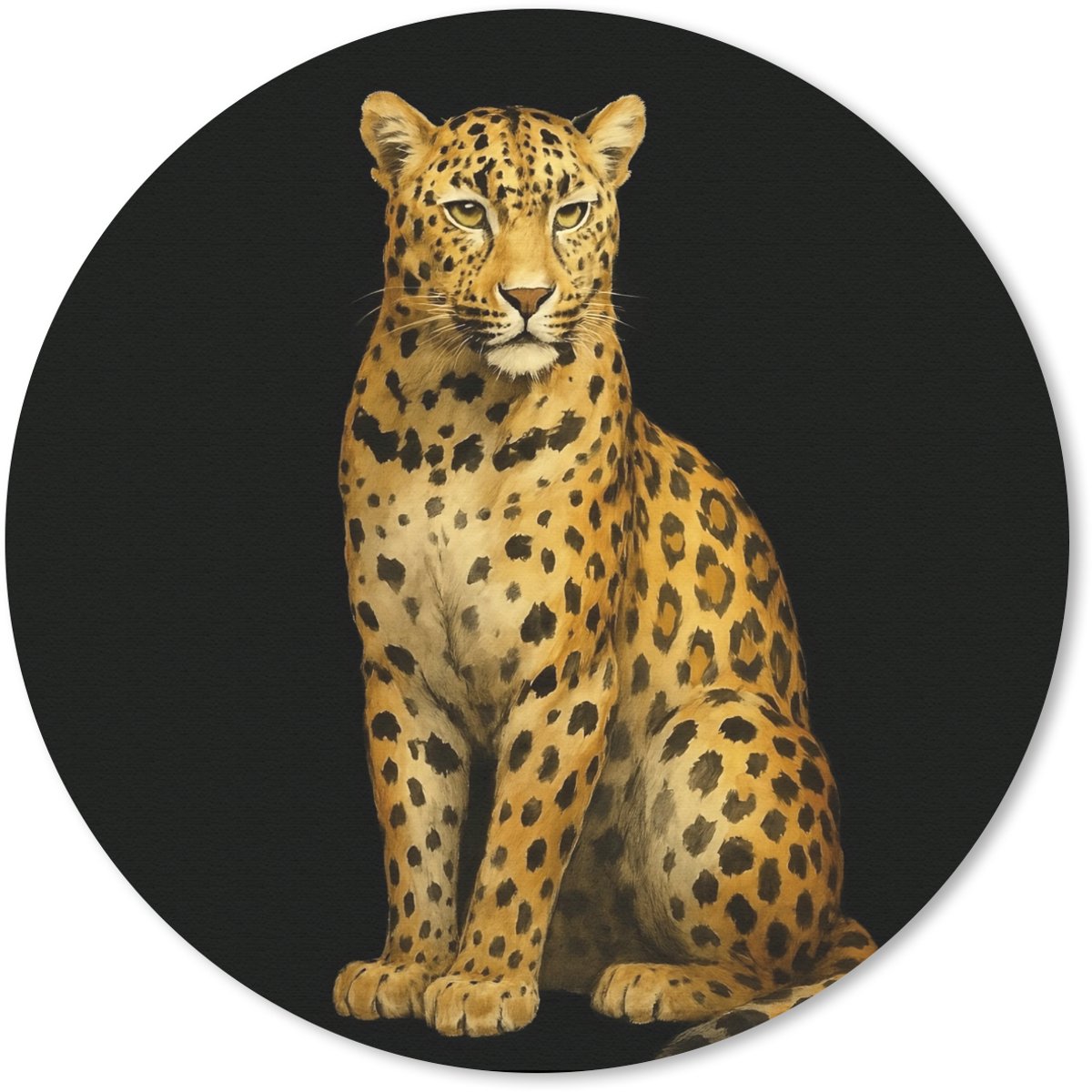 Muismat rond 20x20 cm - Mousepad Panter - Realistisch - Bruin - Ronde muismatten