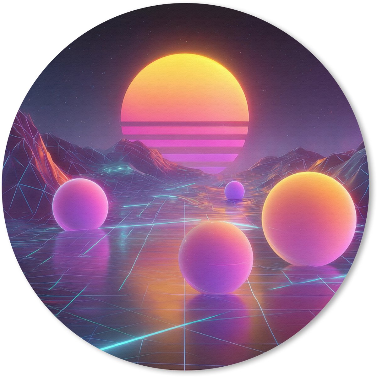 Muismat rond 20x20 cm - Mousepad Landschap - Bergen - Bollen - Licht - Ronde muismatten