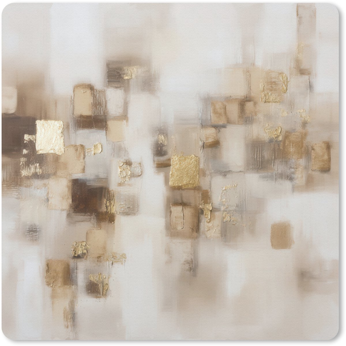 Muismat 30x30 cm - Mousepad Abstracte vierkanten - Aardetonen - Mistig - Muismatten
