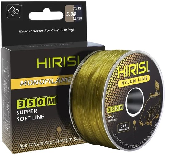 Fil de pêche Hirisi ultra résistant 350 m - Nylon monofilament 9 kg - Fil de pêche à la carpe japonais et Pêche