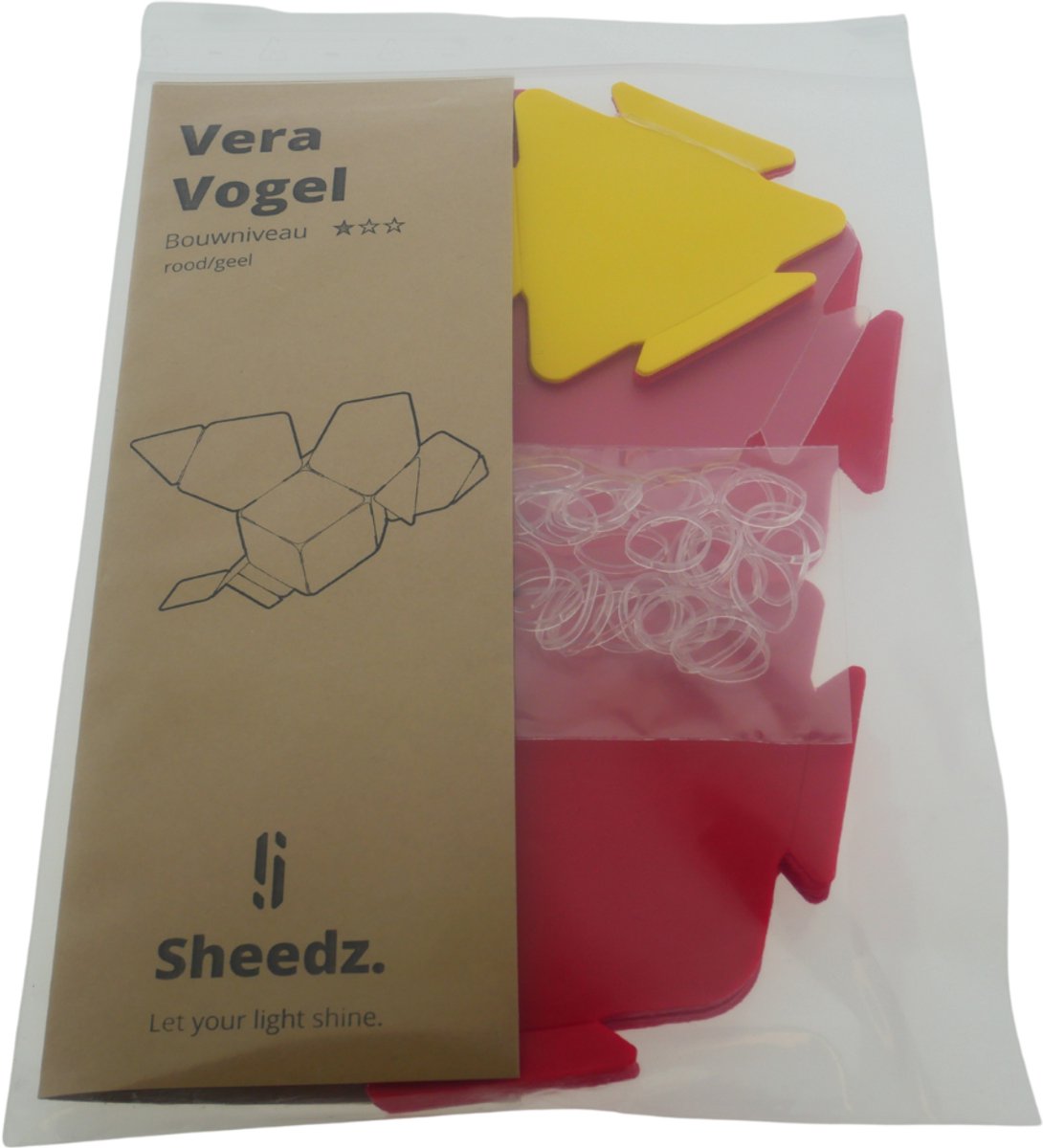 Sheedz lampvorm creatieve bouwset Vera Vogel rood geel decoratie.