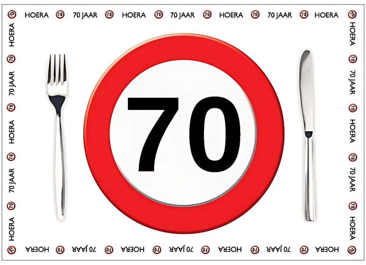 Placemat 70 jaar - 10x stuks - 42 x 30 cm - 90g - papier - verjaardag - jubileum
