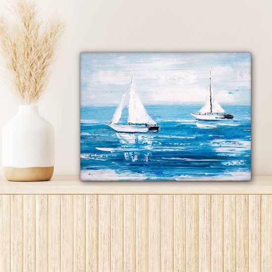 Toile - Peinture - Peinture à l'huile - Bateaux - Water - Mer - 40x30 cm - Intérieur - Peintures sur toile