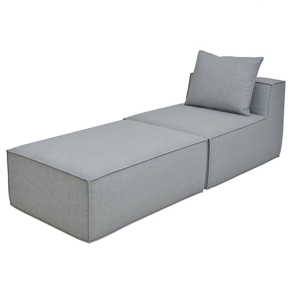 MCW Chaise longue/accessoires voor bank MCW-O54, fauteuil ottomane recamière, stof/textiel (300 g/m²) 63x75x194 cm ~ lichtgrijs