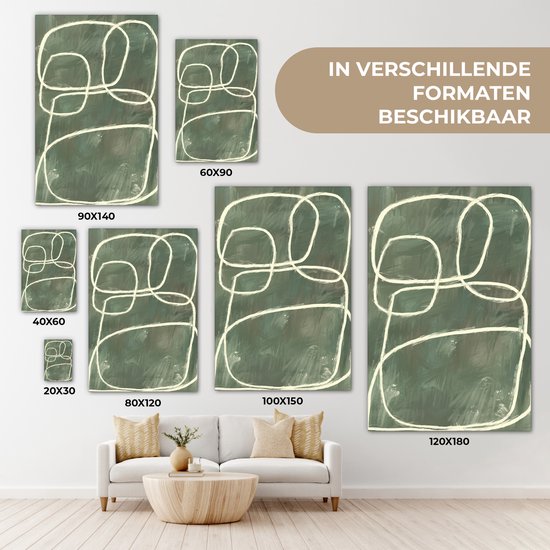 Canvas schilderij 120x180 cm - Wanddecoratie Abstract - Groen - Kunst - Modern - Muurdecoratie woonkamer - Kamer decoratie modern - Abstracte schilderijen