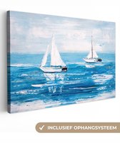 Toile - Peinture - Peinture à l'huile - Bateaux - Water - Mer - 30x20 cm - Intérieur - Peintures sur toile