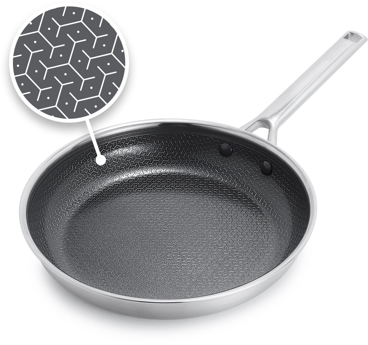GreenPan Apex Koekenpan 28cm - Honinggraat - Keramische - PFAS-vrij - Inductie koekenpan - Ovenbestendig tot 220°C - Vaatwasserbestendig - RVS handgrepen – Roestvrijstaal
