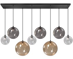 ETH Shelly balk 8L G9 L120xw25cm zwart 3xglas 15cm Hl + 3xglas 20cm Smoke + 2xglas 25cm Amber