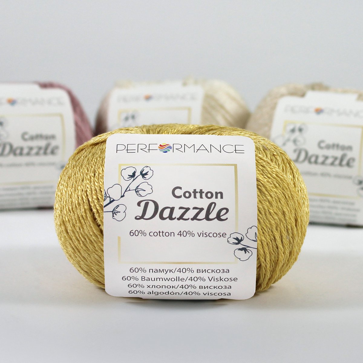 3 bollen Performance Cotton Dazzle 66 geel - katoen met viscose - glans haakkatoen