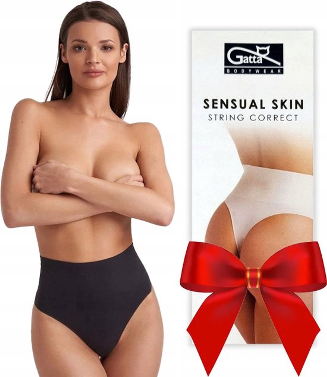 GATTA - Dames String - Hoge Taille - Maat L - Naadloos Ondergoed - Slipje - Zwart (1 stuks)