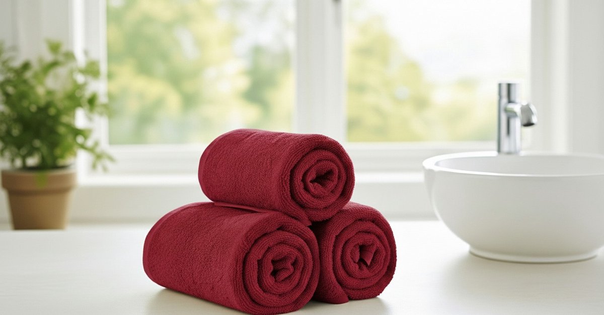Nile Textile Egyptisch Katoen Gastendoekjes - Set van 3 - 30x30 - Donker rood