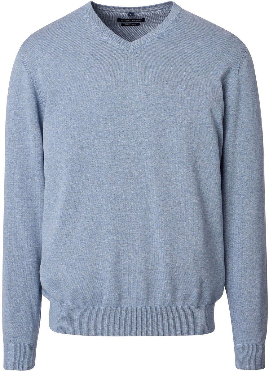 Casa Moda Pullover V-Hals Lichtblauw - Maat 4XL - Heren - Pullovers