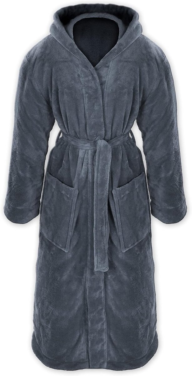 Comfortabele badjas voor dames en heren - Fleece met capuchon, Maat S-XXXL