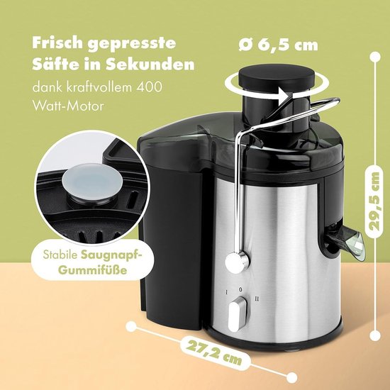 SNJY® Slowjuicer - Juice Maker - Extracteur De Jus - 400W - Zwart/RVS van SNJY — afbeelding 5