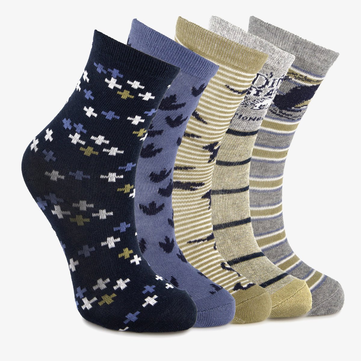 5 paar kindersokken met print blauw - Maat 23/26
