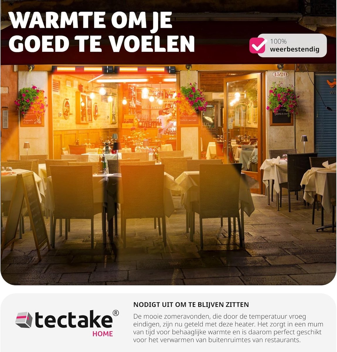 Infrarood terrasverwarmer met 3 vermogensniveaus en afstandsbediening - Perfect voor binnen en buiten – foto 8