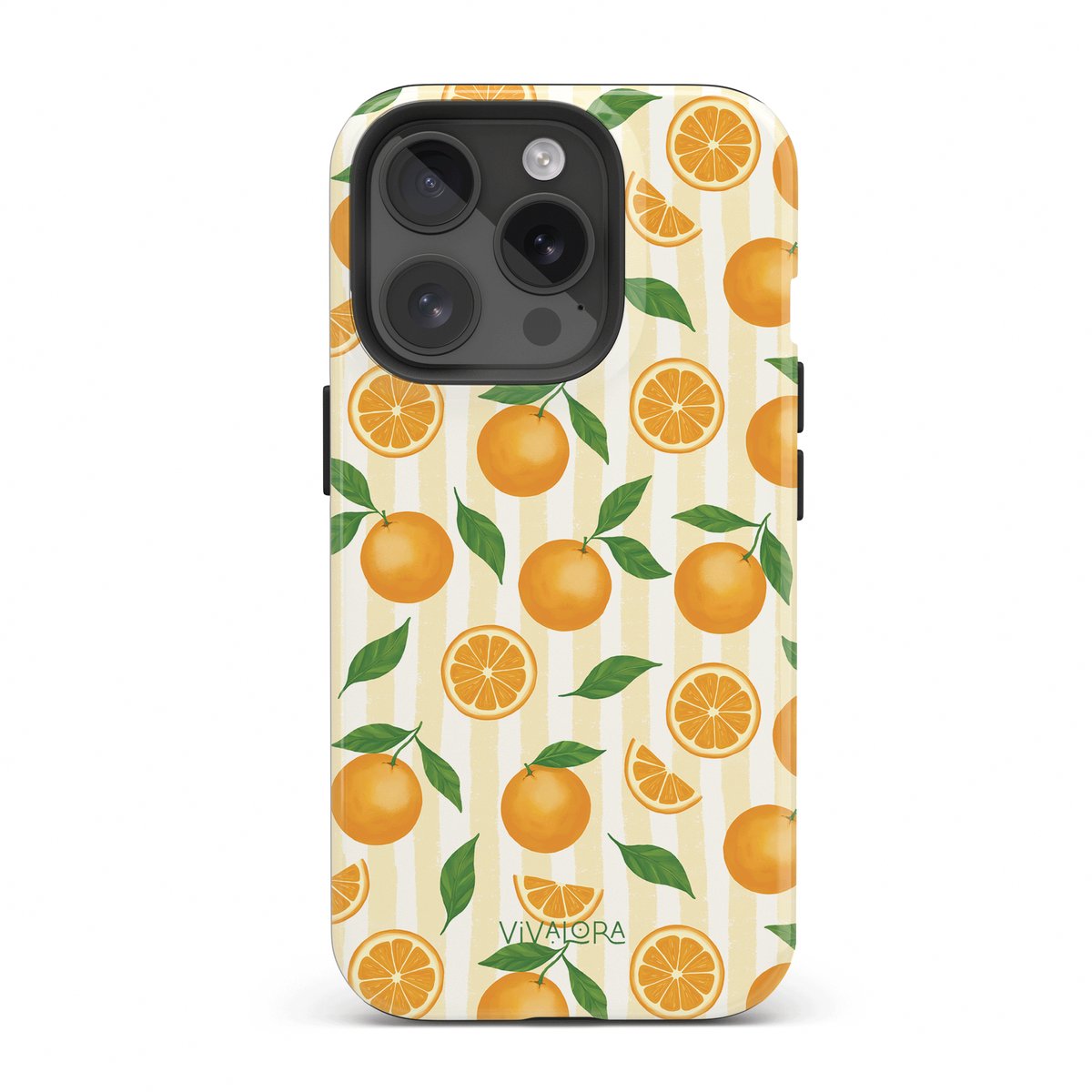 VivaLora Tough Telefoonhoesje iPhone 14 Pro met MagSafe - Orange Breeze Print - 2-in-1 Phone Case - Hard Case & Siliconen Back - Sinaasappels Dessin - Extra Bescherming - Shockproof - Oranje