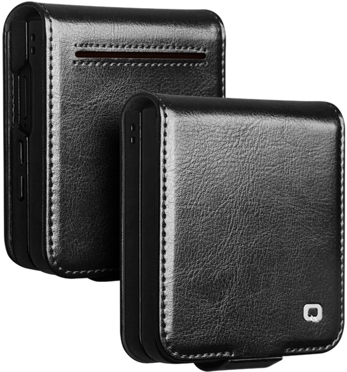 Qialino Geschikt voor Samsung Galaxy Z Flip 7 hoesje - Leren Flipcase - Zwart