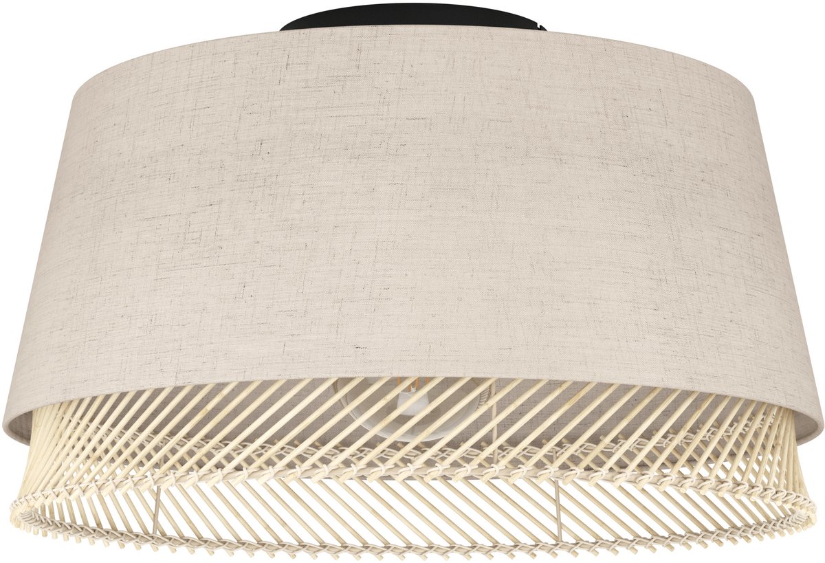 EGLO Tabley Plafondlamp - E27 - Ø 38 cm - Natuur|Bruin|Zwart - Textiel