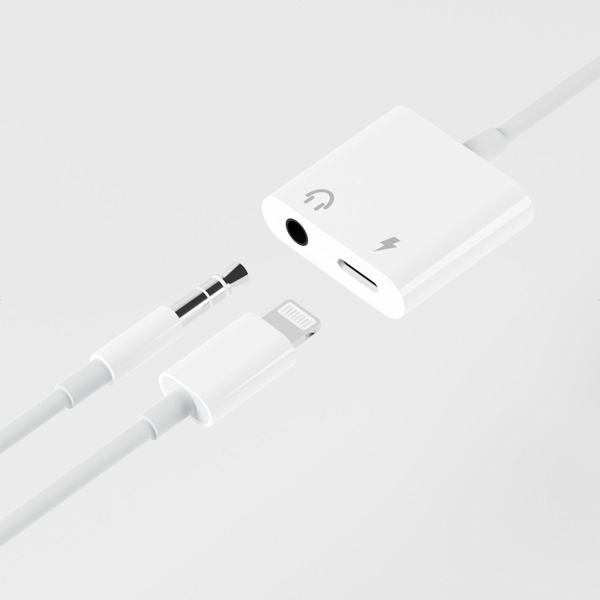 8-pins aansluiting naar jack 3.5 mm adapter - Splitter audio en opladen - 8-pins adapter - Geschikt voor Apple Lightning - Geschikt voor iOS10 of hoger