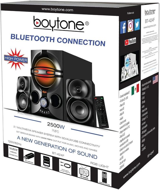 Krachtige 2.1 Bluetooth Home Cinema Speakers met Subwoofer — afbeelding 3