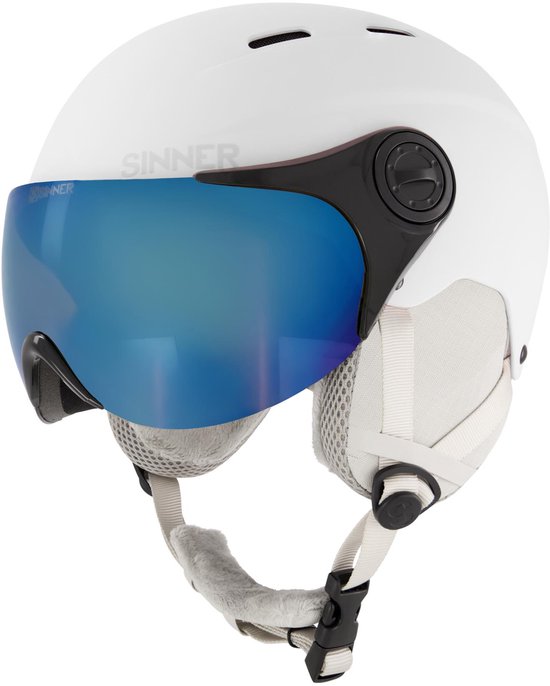 SINNER TYPHOON VISOR Unisex Skihelm - MATTE WHITE- Maat S, 50-54 cm