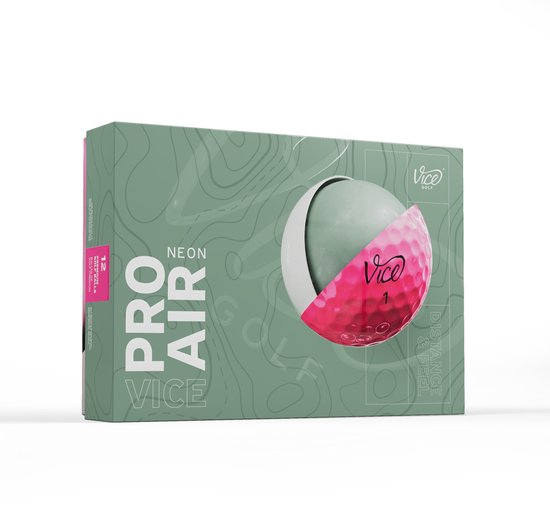 Vice Golf Pro Air - 12 golfballen - Neon Pink - Urethane cover - 3-delig - Hoge vlucht & lange carry van Merkloos — afbeelding 3