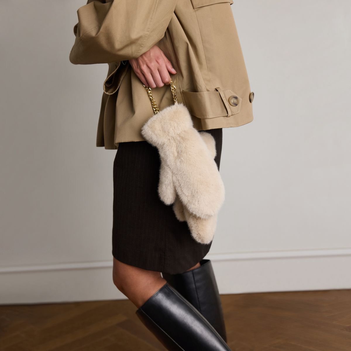Manfield - Dames - Beige wanten - Maat 1